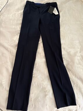 Zara Navy Straight-Leg Trousers